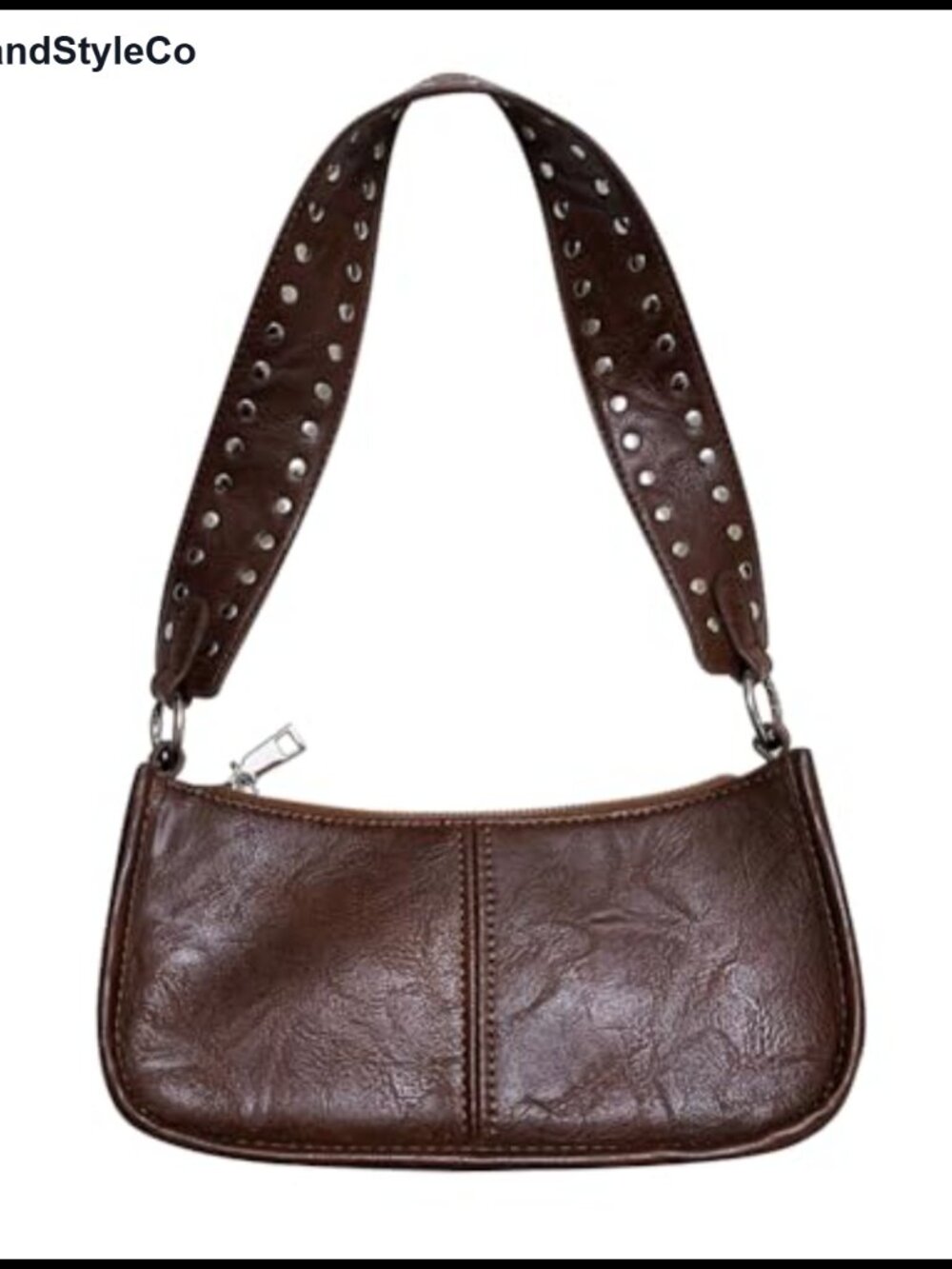 Faux Leather Studded Crossbody Shoulder Bag Retro Y2K Purse with Dual Straps